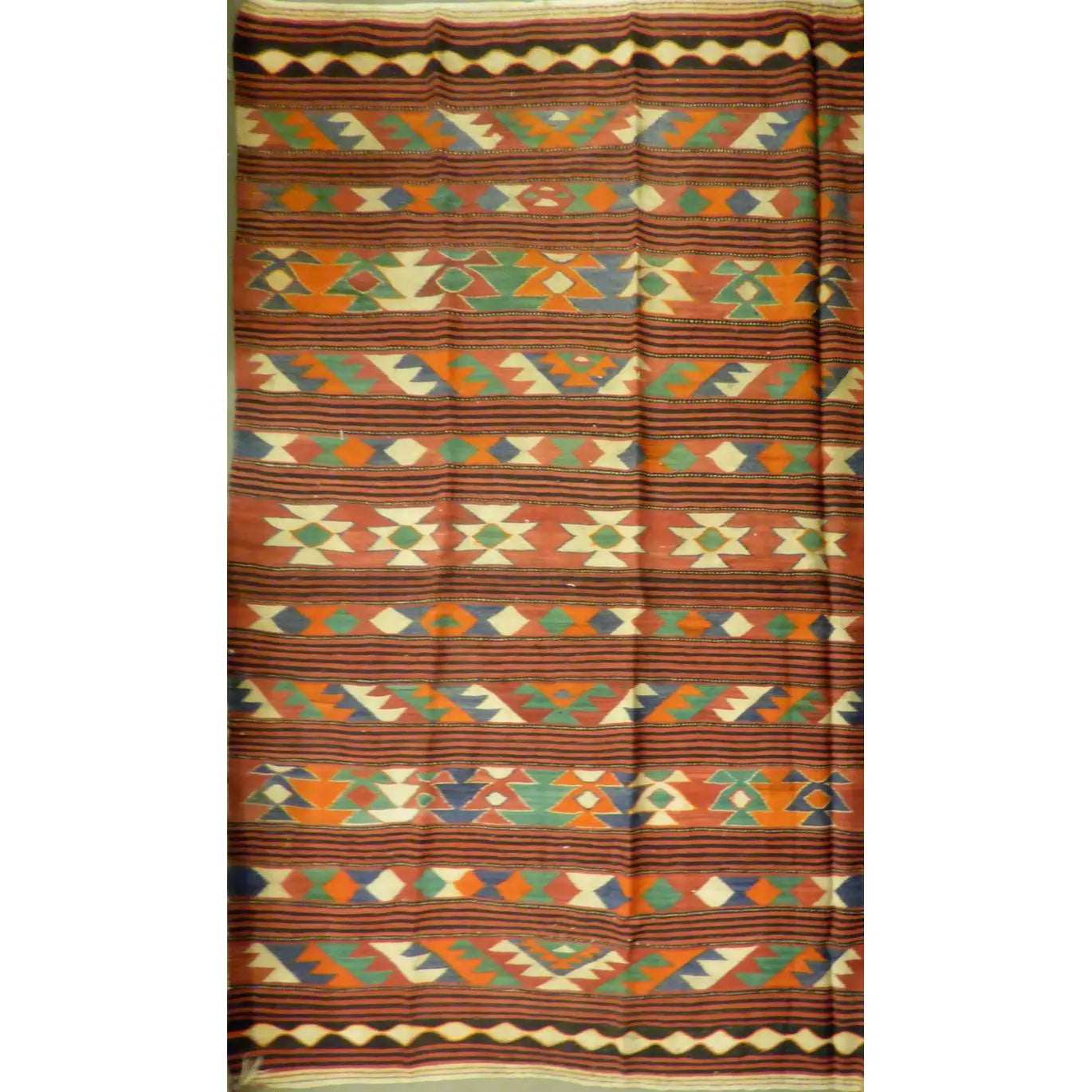One Of The Kind Authentic Hand-Knotted Sanandaj Vintage Kilim 8'8" X 5'4"